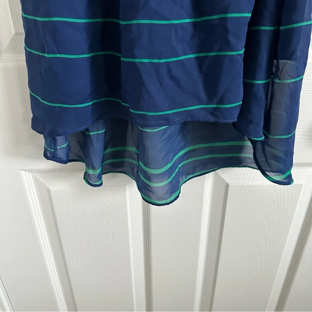Junior’s Striped Dress with Belt - Navy/Green - Medium - Picture 5 of 7